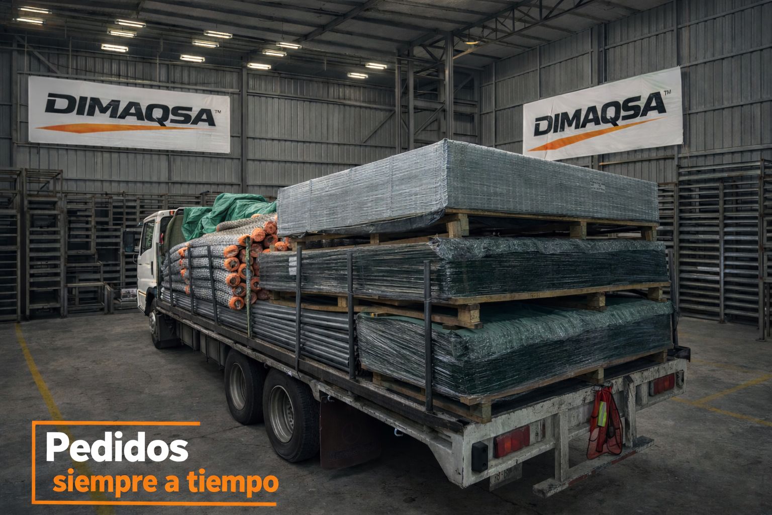 Bodega DIMAQSA con inventario de reja de acero y malla, pedidos siempre a tiempo
